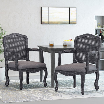 Biorn French Country Upholstered Dining Armchair, Grey, Set of 2