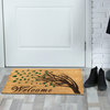 A1HC Floral Natural Coir Front Door, Anti-Shed Treated Durable Doormat 18"X30"