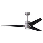 Matthews Fan - Super Janet 60" Ceiling Fan, LED Light Kit, Brushed Nickel/Matte Black - The Super Janet's remarkable design and solid construction in cast aluminum and heavy stamped steel make it the heroine in any commercial or residential space. Moving air with barely a whisper, its efficient DC motor turns solid wood blades. An eco-conscious LED light kit with light cover completes the package.