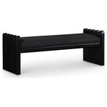 Meridian Furniture - Sonia Upholstered Bench, Black, Velour Fur Fabric, Black Finish - Transform your interior with the Sonia velour black fur fabric upholstered bench finished in a rich black wood finish, a harmonious blend of luxury and modern design. Ideal for enhancing the aesthetic of entryways, at the foot of a bed, or as a chic addition to your living room, this bench is as versatile as it is striking. It's the perfect choice for those seeking to add a sophisticated yet functional element to their home decor.