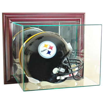 Wall Mounted Football Helmet Display Case, Cherry