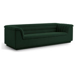 Meridian Furniture - Cascade Upholstered Set, Green, Boucle Fabric, Sofa - Give your room a much-needed rehab when you bring home this Cascade boucle fabric sofa. The elegantly attention-grabbing design features a modern profile with curved arms deep horizontal channel tufting, so it wows from all angles. Upholstered in rich green boucle fabric, this seat quickly becomes everyone's favorite spot for curling up with a good book or smart device. Thick foam padding ensures a cozy, body-hugging experience. while you watch TV or just relax.
