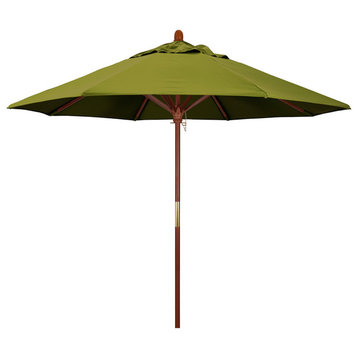9' Square Push Lift Wood Umbrella, Olefin, Kiwi