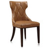 Manhattan Comfort Reine 18.5" Faux Leather Dining Chair in Brown (Set of 2)