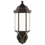 Sea Gull Lighting - Sea Gull Sevier Medium 1Up Light Outdoor Wall Lantern, Bronze/Satin - The Sea Gull Collection Sevier one light outdoor wall fixture in antique bronze enhances the beauty of your property, makes your home safer and more secure, and increases the number of pleasurable hours you spend outdoors. The Sevier outdoor collection by Sea Gull Collection brings timeless design to new heights with its traditional design details found in classic outdoor fixtures as well as an open bottom for easy maintenance. Made of durable cast aluminum, a multi-level crown, top finial and stepped-edge back plate complete the traditional look. Offered in Antique Bronze or Black finish, both with Clear glass, the collection includes a one-light outdoor pendant, one-light post lantern, a large one-light up light outdoor wall lantern, a small one-light up light outdoor wall lantern, a small one-light downlight outdoor wall lantern, and a large one-light downlight outdoor wall lantern.