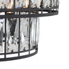 LNC 4-Light 2-Tiers Matte Black Modern Drum Crystal Chandelier for Living Room