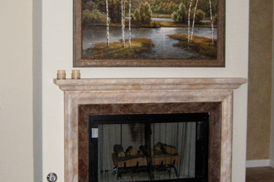 Example of a transitional living room design in Los Angeles