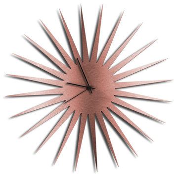 MCM Starburst Clock, Copper Wall Decor, Black