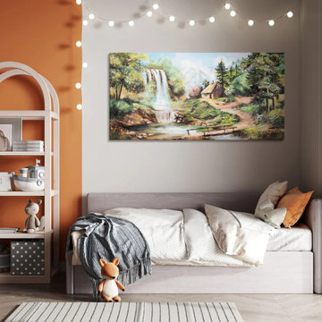 Landscape canvas painting "Waterfall"