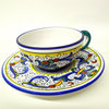 Deruta Labor Ceramiche Ricco Blue Tea Cup with Saucer, Set of 2