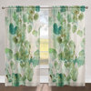 Green Watercolor Eucalyptus 84" Sheer Window Curtain