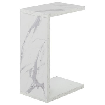 Convenience Concepts Northfield Admiral C End Table in Faux White Marble Wood