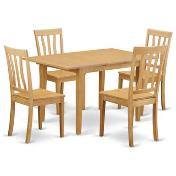 5-Piece Dinette Set, Table and 4 Chairs, Oak