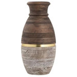 Elk Home - Elk Home H0807-9255 Dunn, 14" Large Vase - Natural woodTwo tone finishMetal detailingDunn 14 Inch Large V Brown/Natural *UL Approved: YES Energy Star Qualified: n/a ADA Certified: n/a  *Number of Lights:   *Bulb Included:No *Bulb Type:No *Finish Type:Brown/Natural