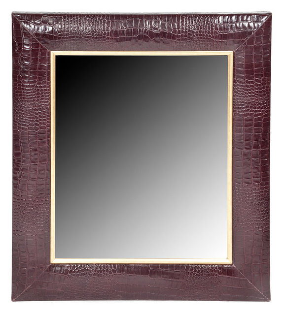 Bordeaux Classic Croc Leather Framed Mirror Wall Mirrors By Bordeaux Classic Croc Leather Framed Mirror