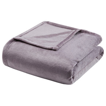 Madison Park MicroLight Blanket With 1" Self Hem, Lavender, King