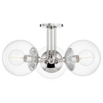 Mitzi by Hudson Valley Lighting - Meadow 3-Light Semi Flush, Polished Nickel Finish, Clear Glass - Clear incandescent Bulbs (Not Included) inside clear globe shades make Meadow the clear choice anywhere you want to add bright, beautiful light. A flash of metal at the shade cap and Bulbs (Not Included) base gives the piece a splash of color.
