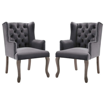 Modway Realm Armchair Performance Velvet Set of 2 in Gray -EEI-4292-GRY