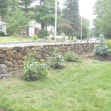 Double-Sided Fieldstone Wall w/ Granite Mailbox