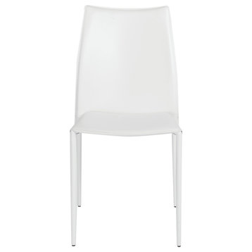 The Dubai Stacking Side Chair, Leather, Set of 2, White