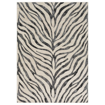 Hauteloom Ecorse Zebra Print Runner Rug - Cream, Black, Beige, Gray - 2'7"x7'3"