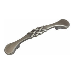 GlideRite Hardware - 3" Center Braided Cabinet Hardware Pull, Pewter, Single Pull - Cabinet And Drawer Handle Pulls