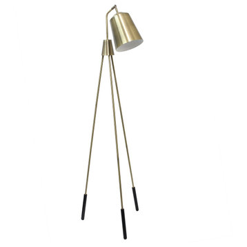 1 Light Tripod Floor Lamp With Interior White Spotlight, Antique Brass