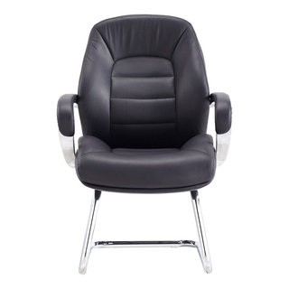 Modern Gates Leather and Chrome Side Chair With Aluminum Base