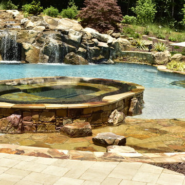 Natural freeform pool with Cave and Beach entry
