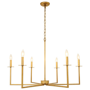 Lona 6-Light Transitional Gold Leaf Chandelier, 36" Round