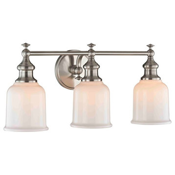 Palermo 3-Light Sconce With Opal Glass, Satin Nickel
