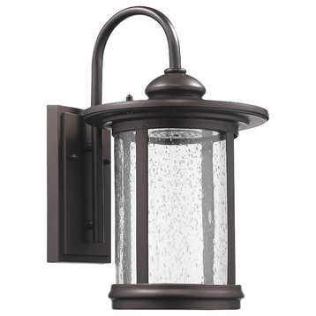Cole Transitional Led Rubbed Bronze Outdoor Wall Sconce, 15" Height