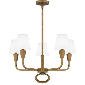 Mallory Five Light Chandelier in Weathered Brass