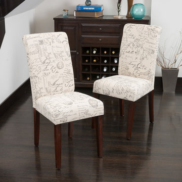 Modern Dining Area Ft. 2 Script Printed Linen Dining Chairs