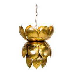 Worlds Away Blossom Gold Leafed Pendant - Pendant Lighting