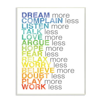 Stupell Industries Dream More Typography, 13"x19", Wood Wall Art