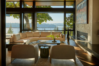 Example of a minimalist living room design in Seattle