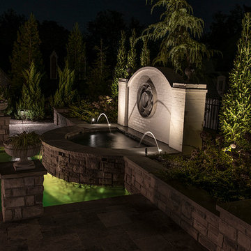 Patio space and fountain