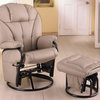 Coaster Leatherette Recliner With Matching Ottoman, Beige