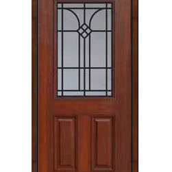 Single Door 80 Fiberglass Cantania 2 Panel 1/2 Lite GBG Glass - Front Doors