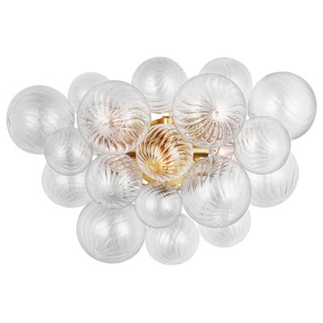 Talia Large Sconce in Gild with Clear Swirled Glass