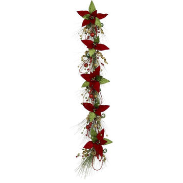 Mark Roberts 2020 Collection Red Poinsettia Garland 5-Foot