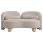 Meridian Furniture - Daphne Upholstered Chair/Loveseat/Sofa, Beige, Chenille Fabric, Loveseat - A cloud-like oasis of comfort, the Daphne beige chenille loveseat is a modern sensation. Its plush upholstery invites you to sink in and relax, while the curved design offers both support and opulence. The loveseat's unique silhouette is complemented by a choice of black or natural wooden legs, allowing you to customize it to your personal taste. Whether you're looking for a stylish accent piece or a comfortable spot to unwind, the Daphne loveseat is the perfect choice.