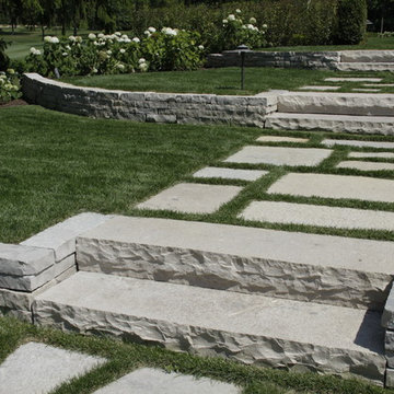 Full Landscape with Patio, Outdoor Kitchen, Stone Driveway and Planting