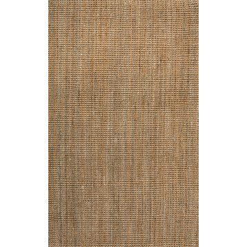 Biot Traditional Rustic Handwoven Jute Solid Natural 4 ft. x 6 ft. Area Rug