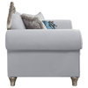 Pelumi Chair With3 Pillows, Light Gray Linen and Platinum Finish