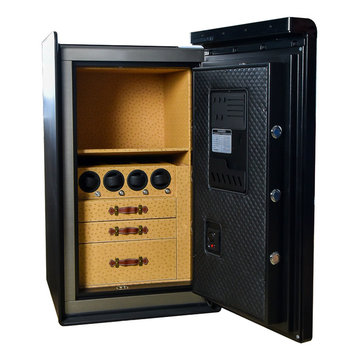 Custom 4-Watch Watch Winder And Jewelry Safe-LuCell black