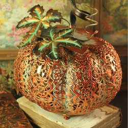 Filigree Pumpkin LED Lantern - Holiday Decorations