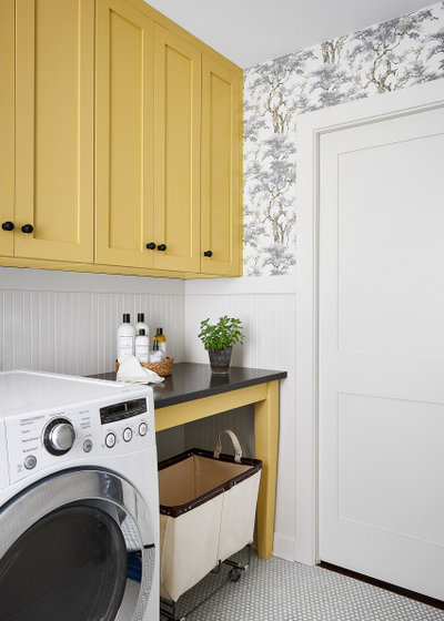 Farmhouse Laundry Room by reDesign home | chicago