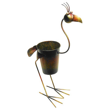 Iron Standing Rooster Planter Decor